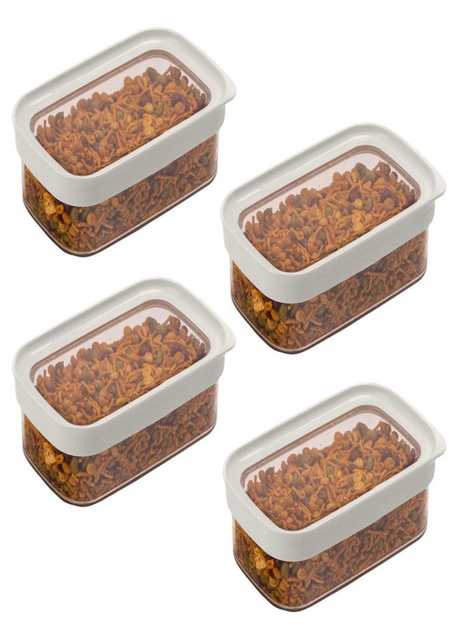 StacPro Acrylic Airtight Kitchen Containers 500 ML, Pack of 4 | BPA Free Stackable Jar, Modular Storage, Pantry Organiser, Fridge & Dishwasher Safe, Stain Resistant, Clear & Transparent (White) - Image 1